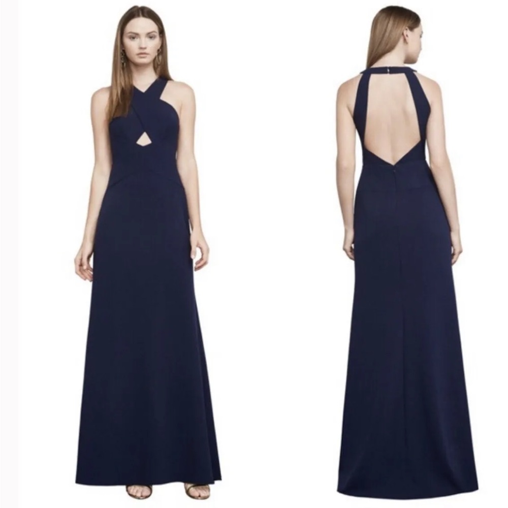 BCBGMAXAZRIA "Salome" Cutout Halter Gown Dress